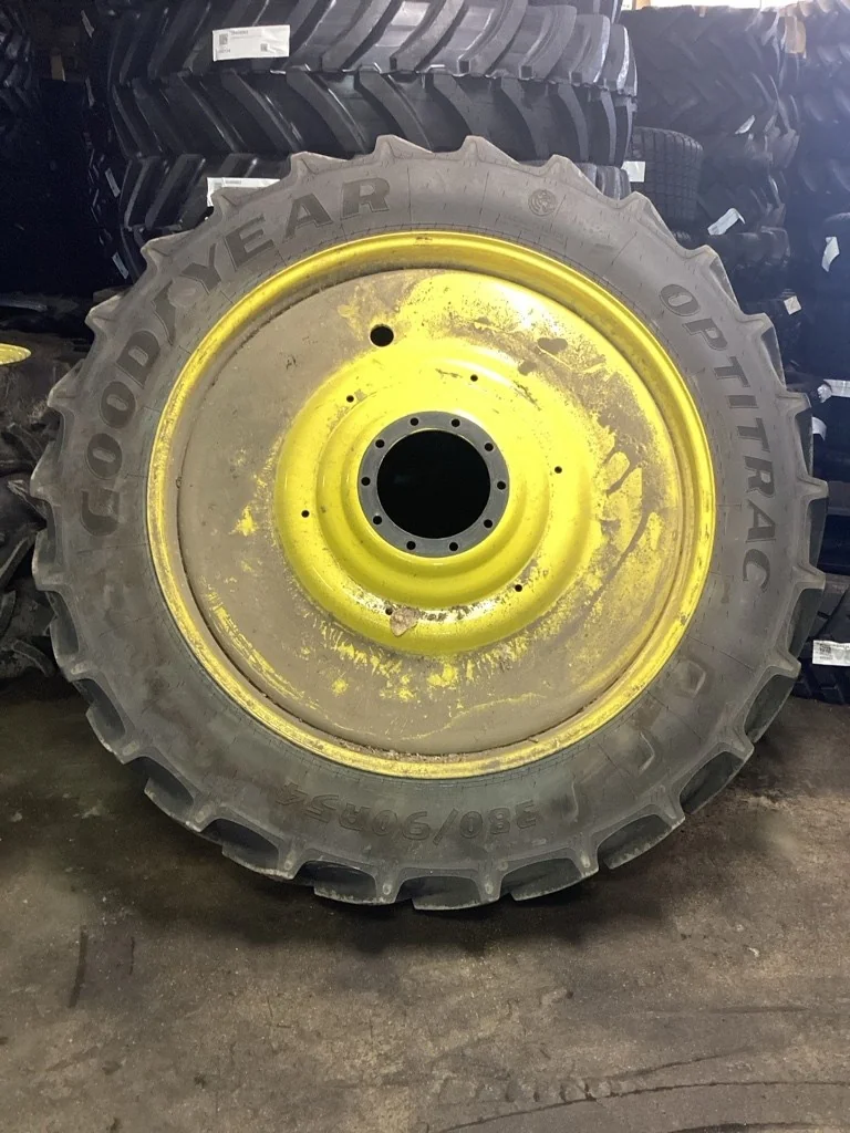 Used 380/90R54 152D Goodyear Optitrac TL R-1W 90-95% On 12x54 (10-13.19-11.07) Titan Dual Wheel
