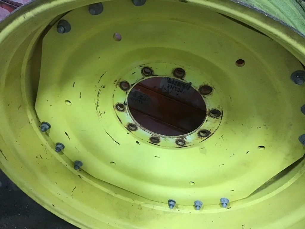 Used 12 x 38 Titan Waffle 3 Bolt With disc (10-13.19-11.07) JD Yellow (Rust,Some Fading, Gashes) image 4