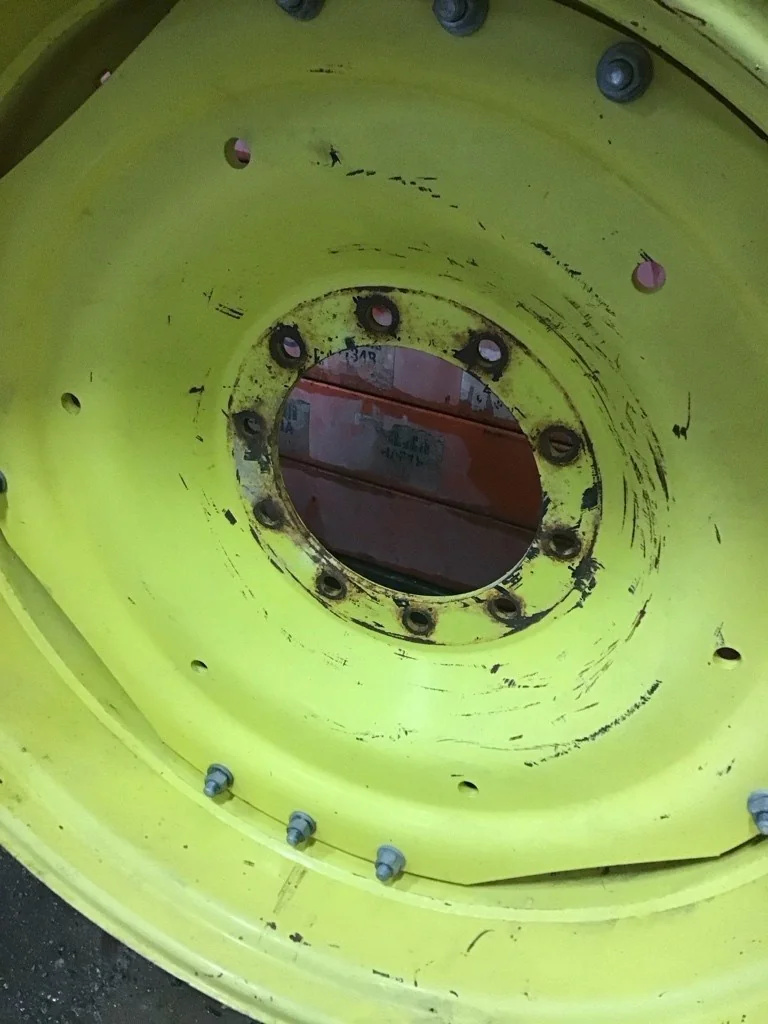 Used 12 x 38 Titan Waffle 3 Bolt With disc (10-13.19-11.07) JD Yellow (Rust,Some Fading, Gashes) image 6