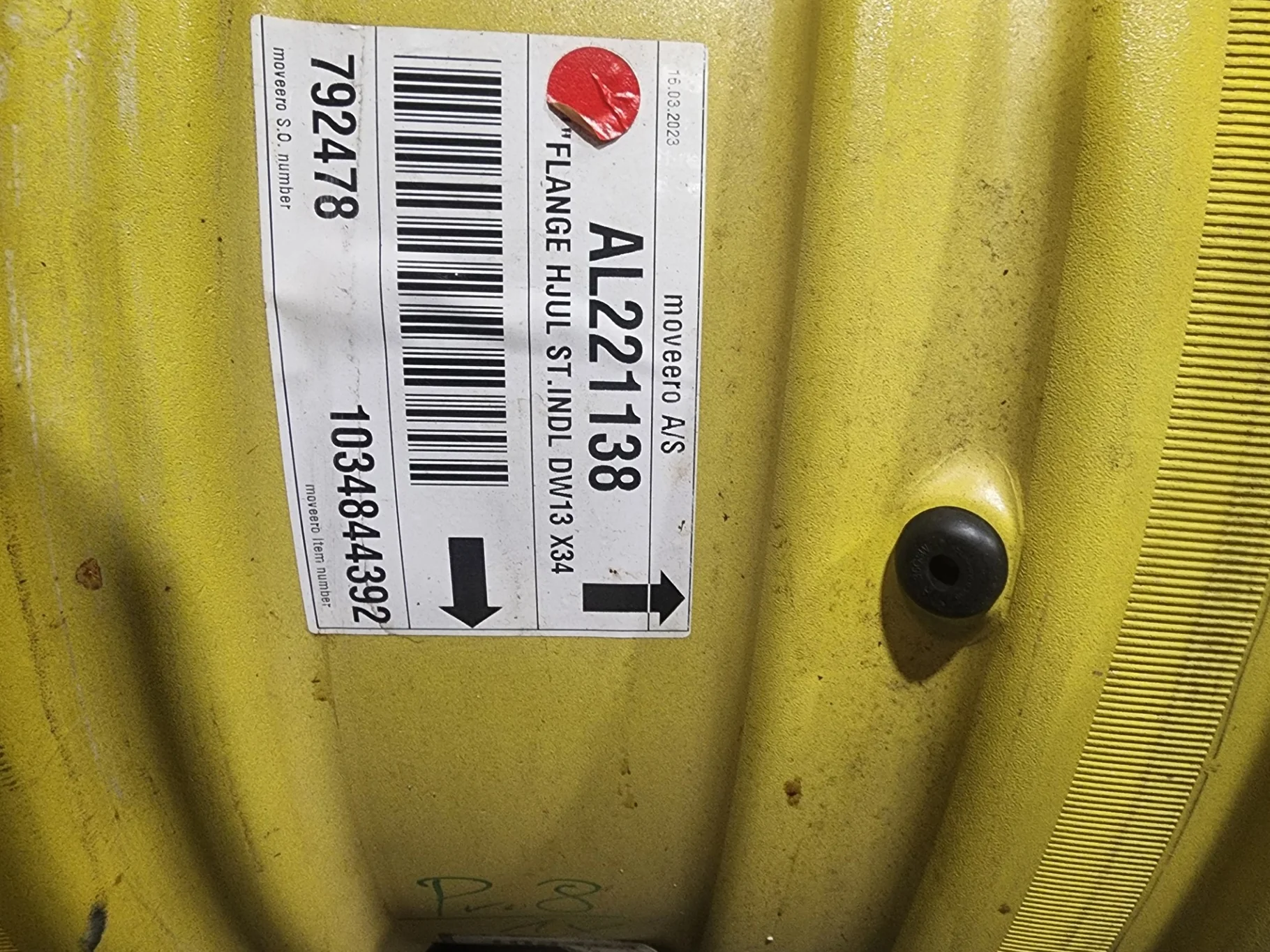 Take-Off 13 x 34 10-13.19-11.07 GKN JD Yellow 4/2 Rail Wheel w/ Disc image 2