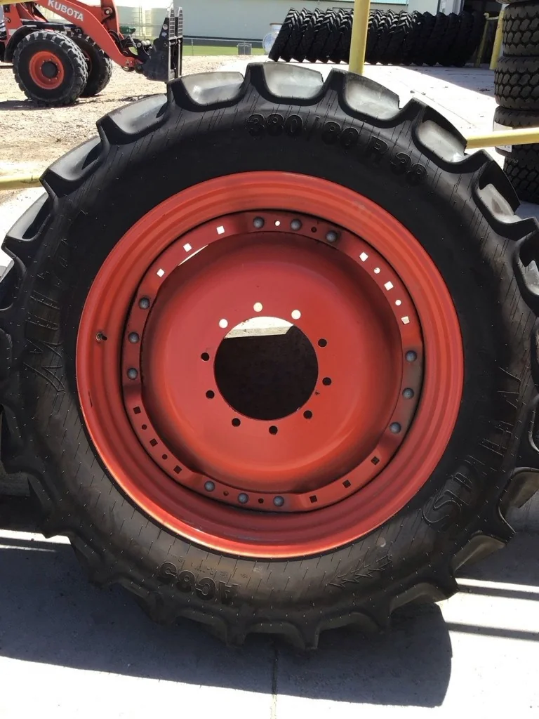 Used 380/80R38 142A8 Mitas AC85 TL R-1W 95-100% On 12 x 38 (10-13.19-11.07) Waffle 3 Bolt/Disc