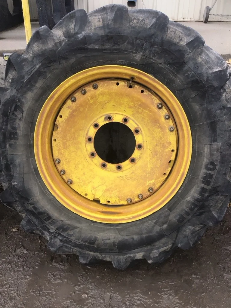 Used 480/70R34 143D Michelin Omnibib TL R-1W 70-75% On 15 x 34 (10-13.19-11.07) Waffle 3 bolt/Disc