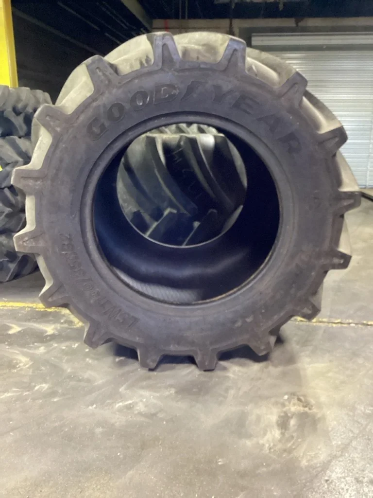 Used LSW 1100/35R32 175D Goodyear Optitrac TL R-1W 95-100% Mild Cuts, Weather checking