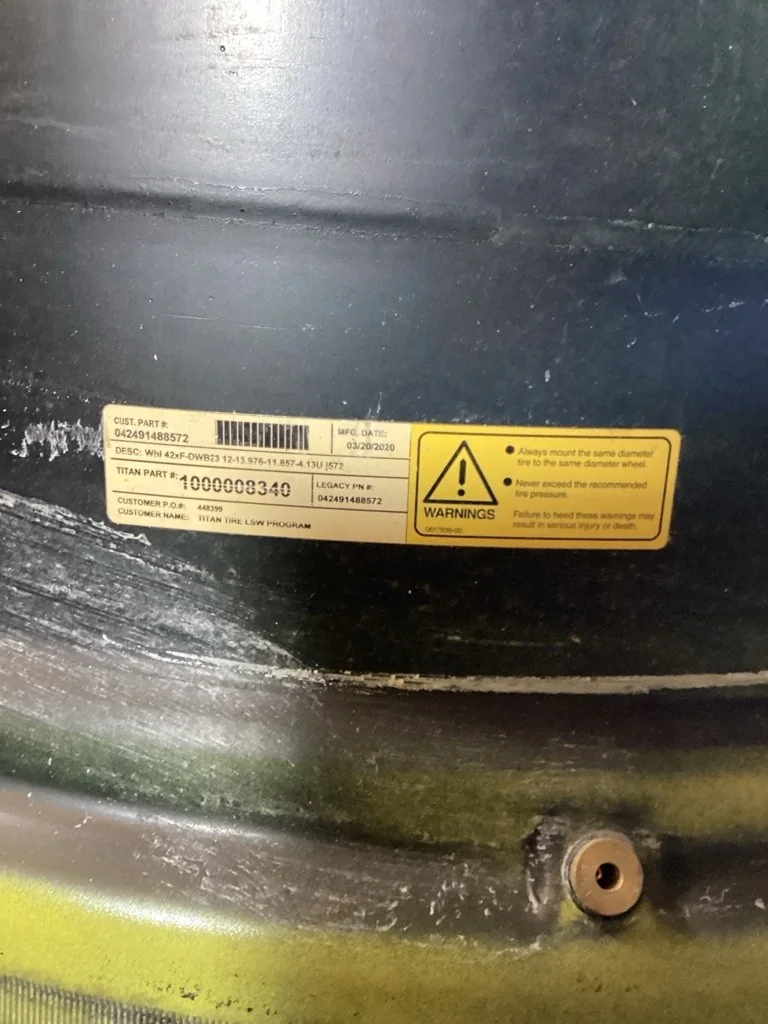 Used 23x42 (12-13.976-11.857-1) Titan Sprayer Wheel. ( Slight Cuts In Paint) image 3