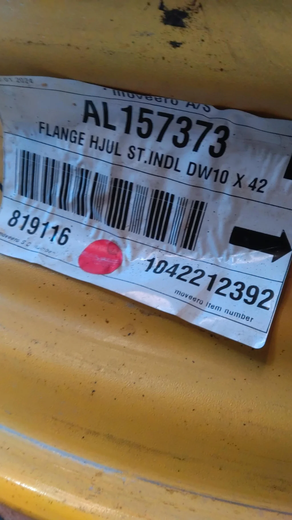 10 X 42 8-10.82-8.748 4/2 Rail Ag Yellow Wheel w/ Disc image 2