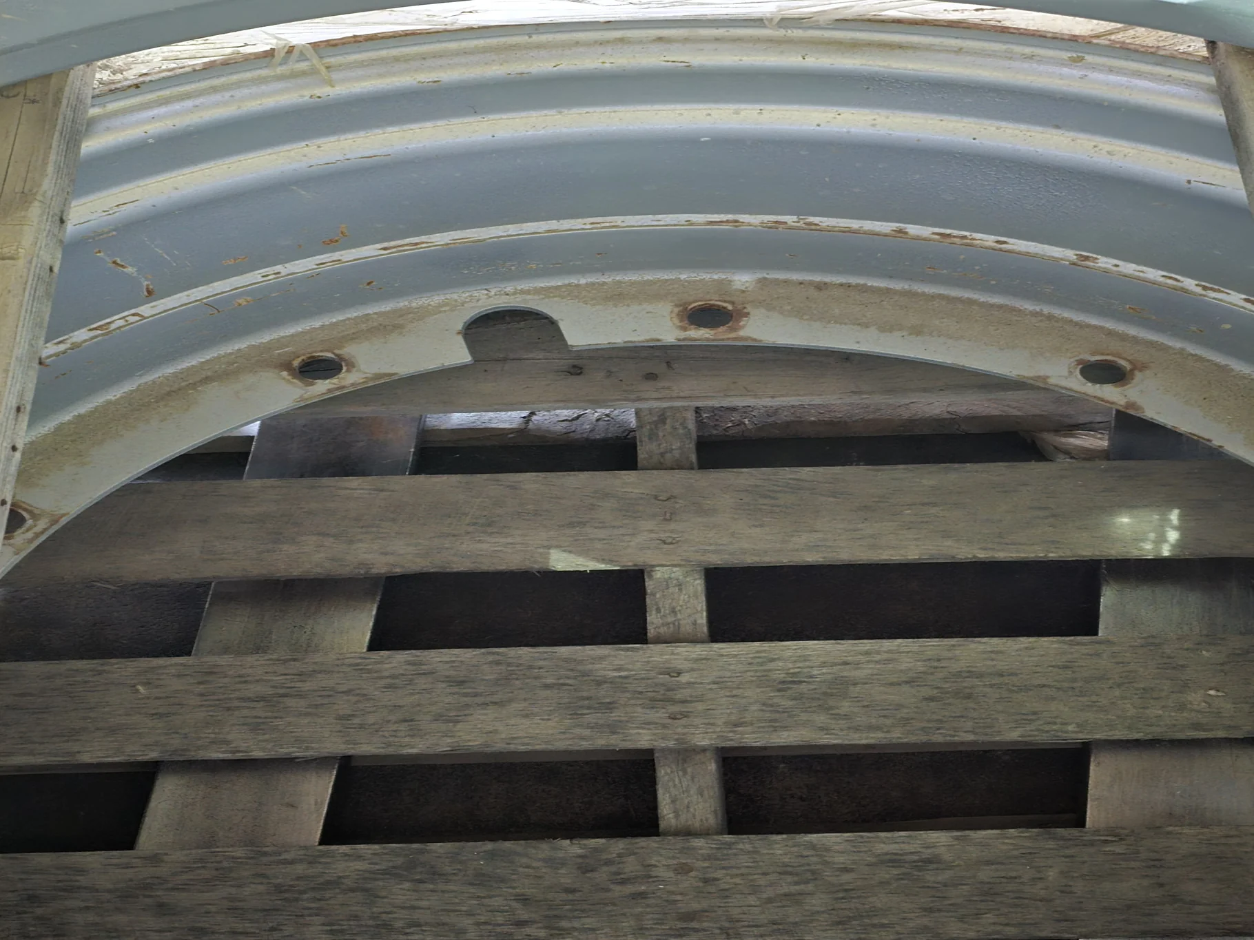 Used 16 X 38 12-33 12 Bolt Rim & Rail Silver Wheel image 2