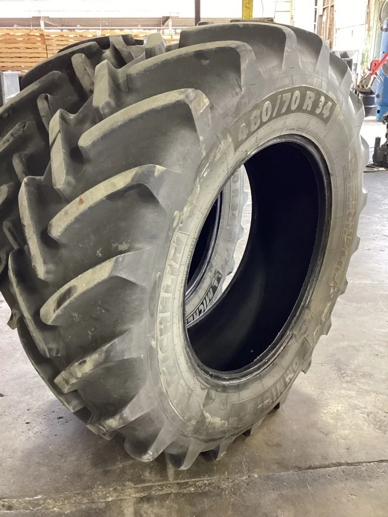 Used 480/70R34 143D Michelin Omnibib TL R-1W 85-90% (Mild Cuts In Tire) image 3