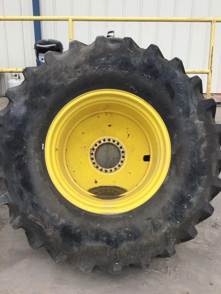 Used 650/85R38 173B Firestone Deep Tread 23 TL R-1W 90-95% On 23 x 38 (20-13.19-11.07) Dolly Dual