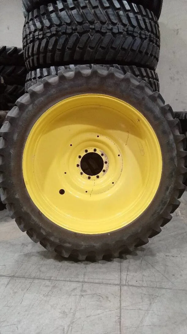 Used 380/90R54 152AB Firestone RAD9000 TL 85-90% On 12 x 54 10-13.19-11.07 Dual Yellow Wheel