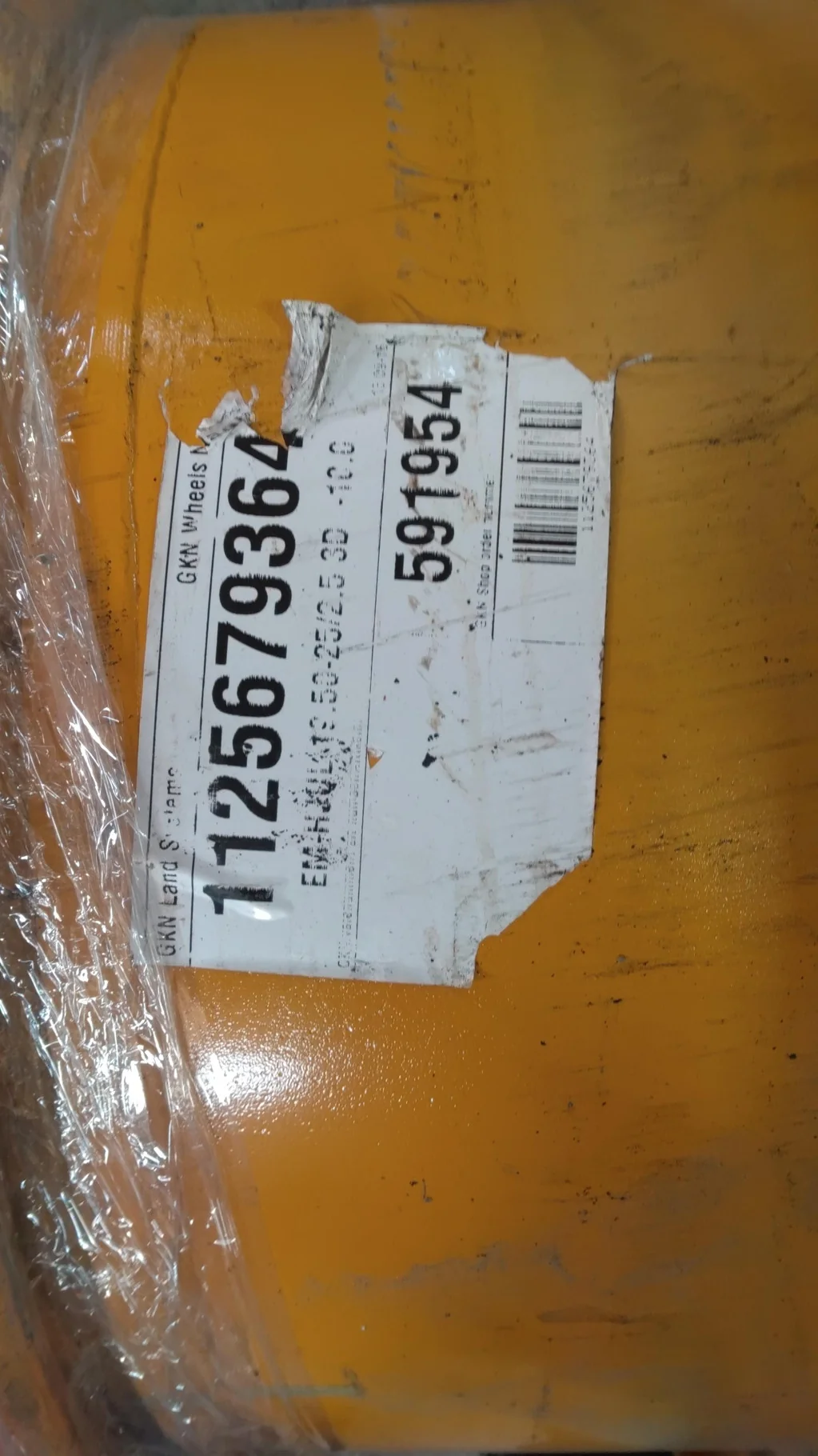 Used 19.5 x 25 16-16.75-14.640 Moveero Industrial Yellow Lock Ring 3pc Wheel image 6