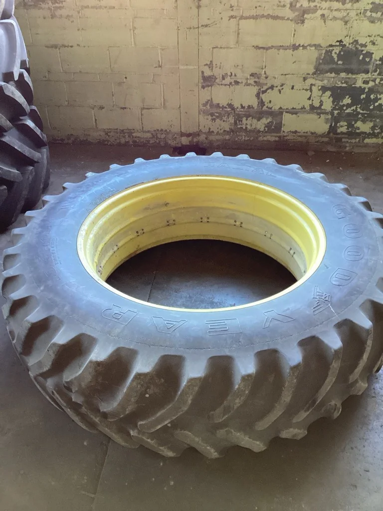 Used 18.4R42 148A8 Goodyear Dyna Turque Radial TL R-1 60-65% On 16 x 42 JD Double Bevel Wheel