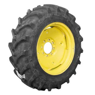 Used 11.2R24 114A8/111B Michelin Agribib TL R-1W 70-75% on 10 X 24 8-8-6 Implement Yellow Wheel (