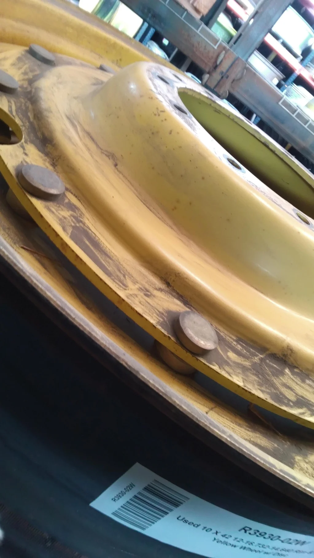 Used 10 X 42 12-16.732-14.640 Rim & Rail Yellow Wheel w/ Disc image 5
