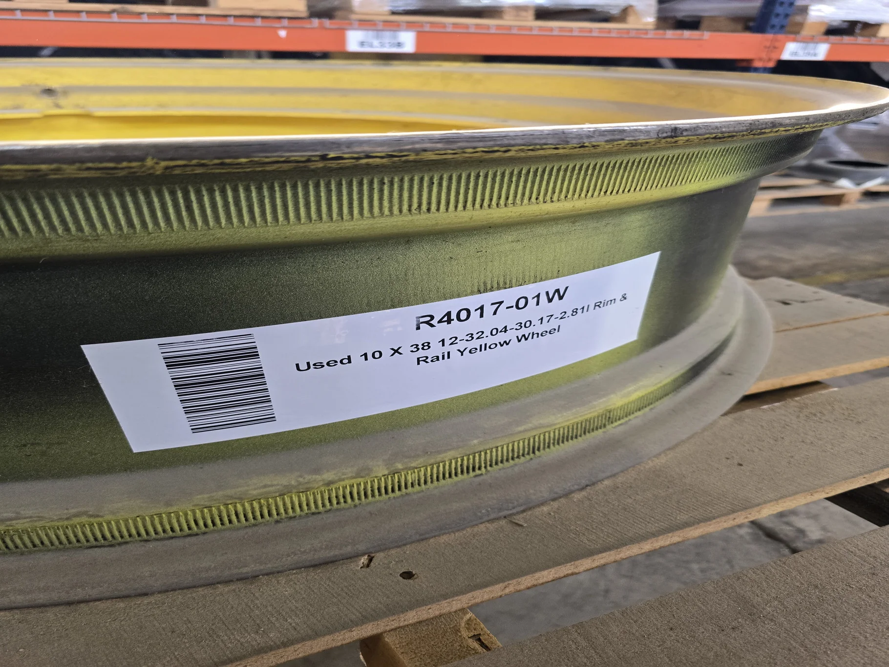 Used 10 X 38 12-32.04-30.17-2.81I Rim & Rail Yellow Wheel image 3