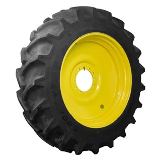 Used LSW520/75R46 175D Goodyear Optitrac TL R-1W 85-90% on 18 X 46 12-13.976-11.857-1 Sprayer Yellow