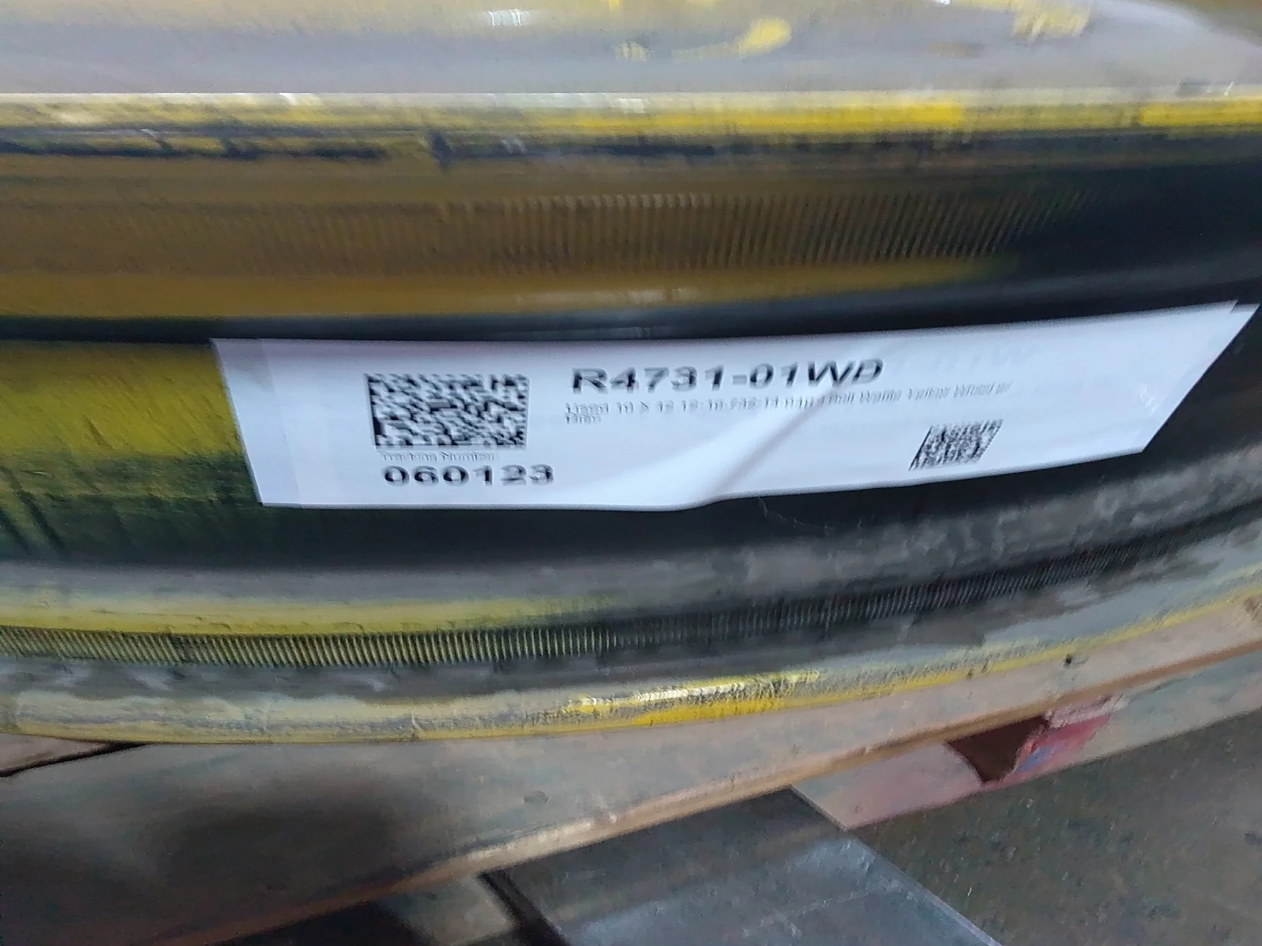 Used 10 X 42 12-16.732-14.640 3 Bolt Waffle Yellow Wheel w/ Disc image 5