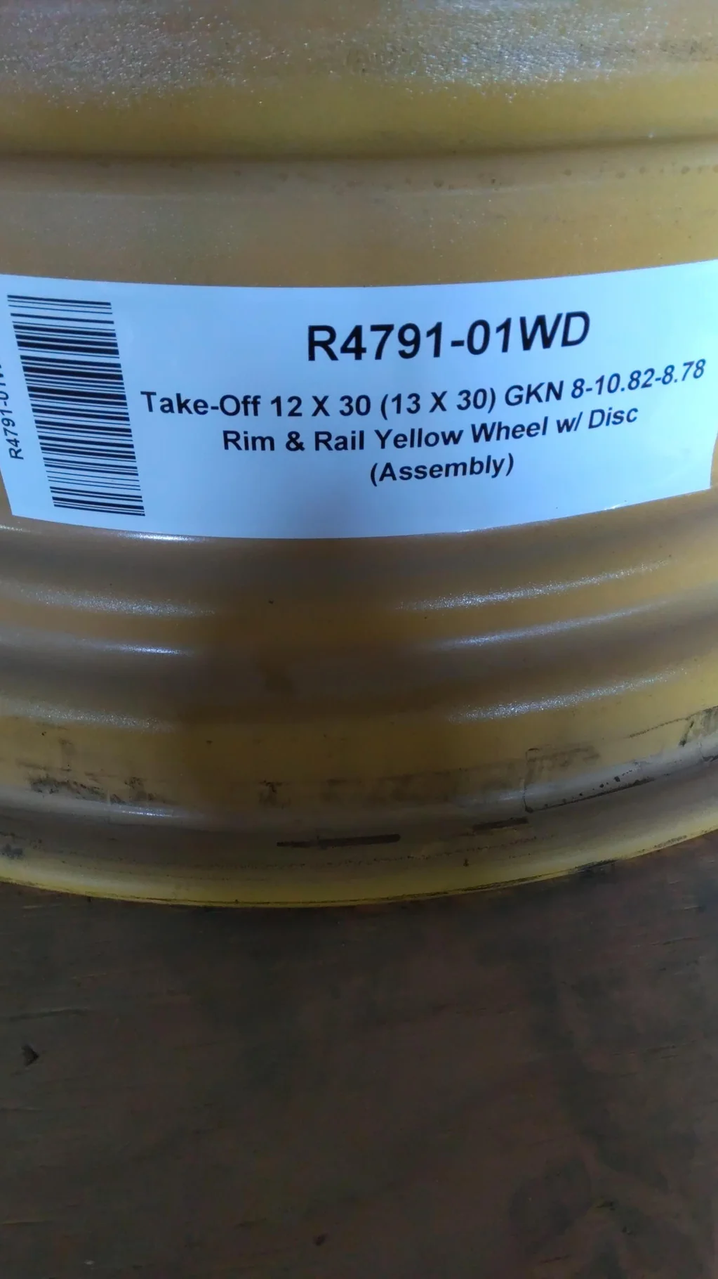 Take-Off 12 X 30 (13 X 30) GKN 8-10.82-8.78 Rim & Rail Yellow Wheel w/ Disc (Assembly) image 4