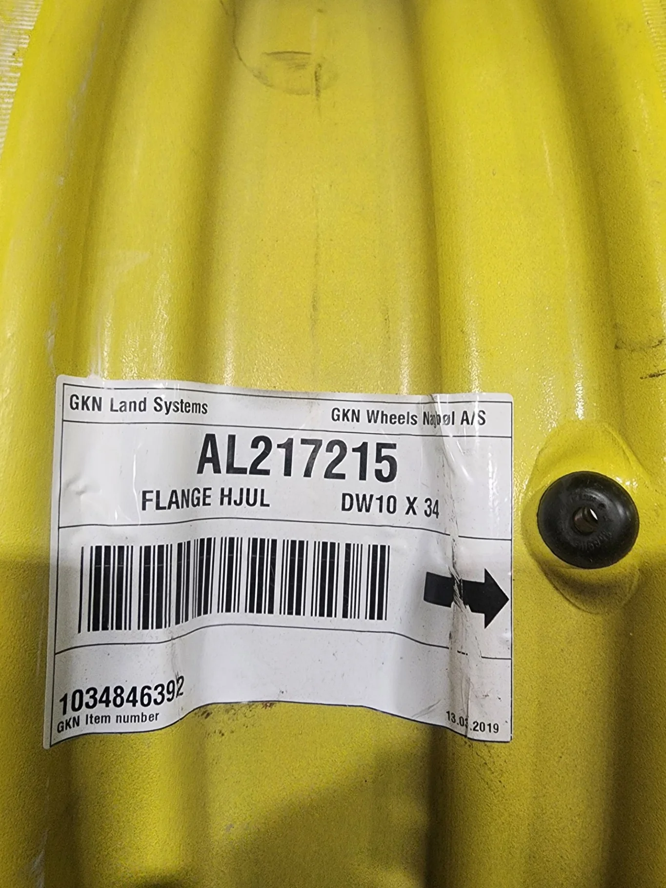 Take-Off 10 X 34 GKN 10-13.19-11.07 4/2 Rail Yellow Wheel w/ Disc image 3