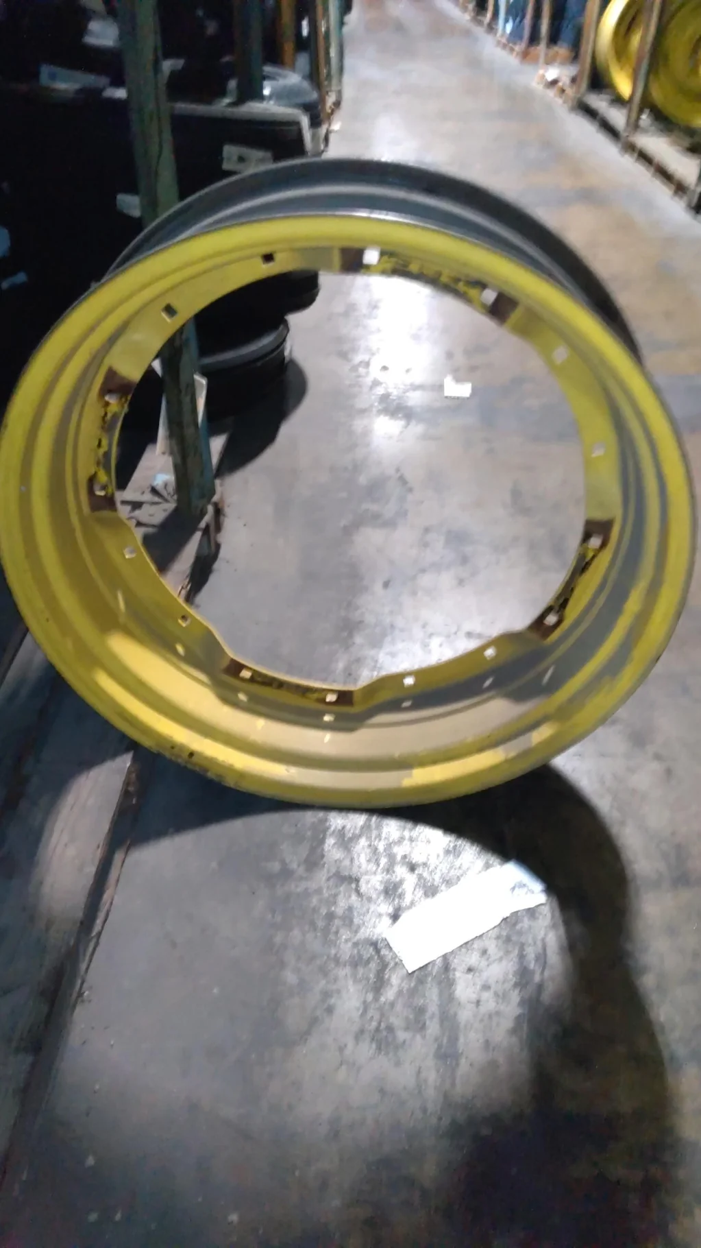 Used 10 X 34 12-16.732-14.620 2 Bolt Waffle Yellow Wheel image 2