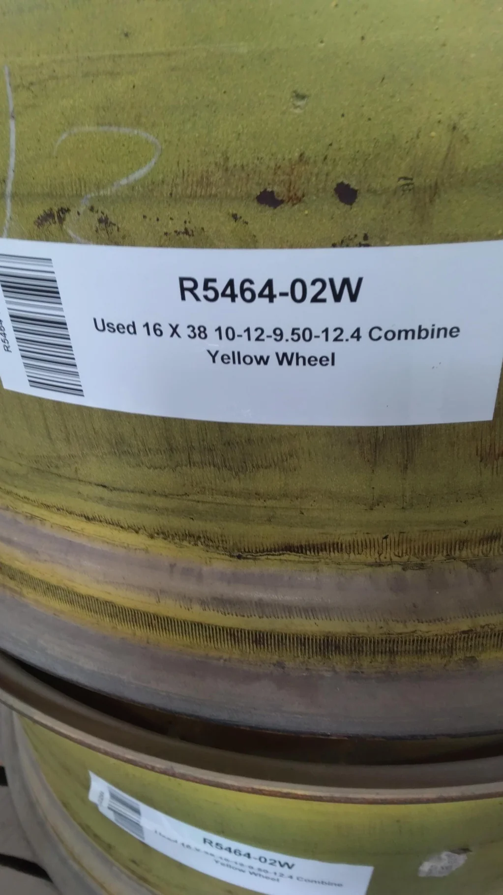 Used 16 X 38 10-12-9.50-12.4 Combine Yellow Wheel image 5