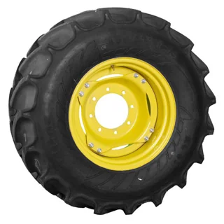 Used 480/65R24 133D/136A8 Mitas AC 65 TL R-1W 90-95% on 15 X 24 GKN 8-10.82-8.78 4/2 Rail Yellow Whe