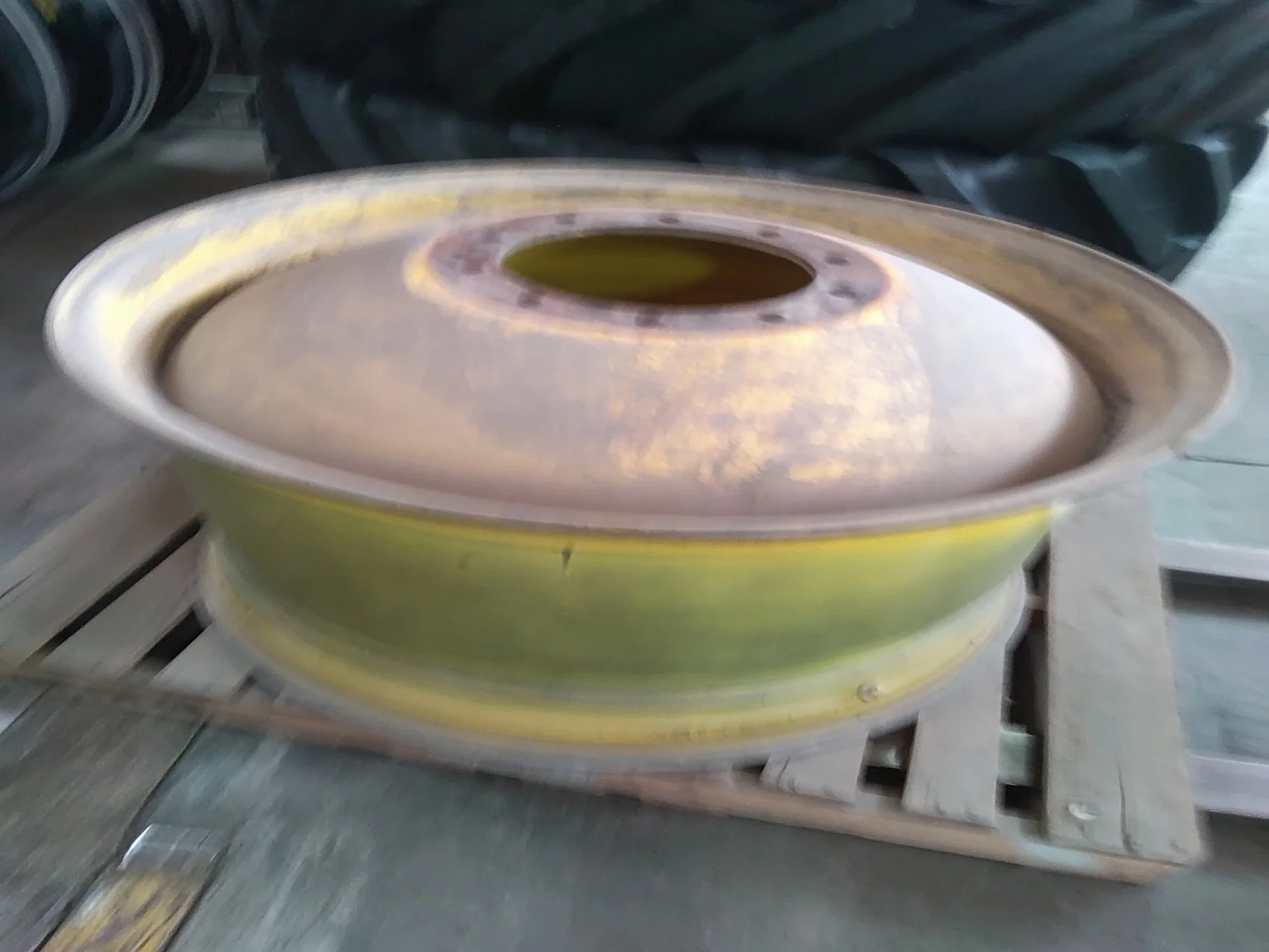 Used 23 X 38 10-13.19-11.07-14.37 Combine Yellow Wheel image 3