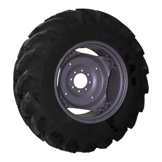 Take-Off 14.9-28/8 Goodyear DT195 TL R-1 95-100% on 12 X 28 GKN 8-8-6 4/2 Clamp Silver Wheel w/ Disc