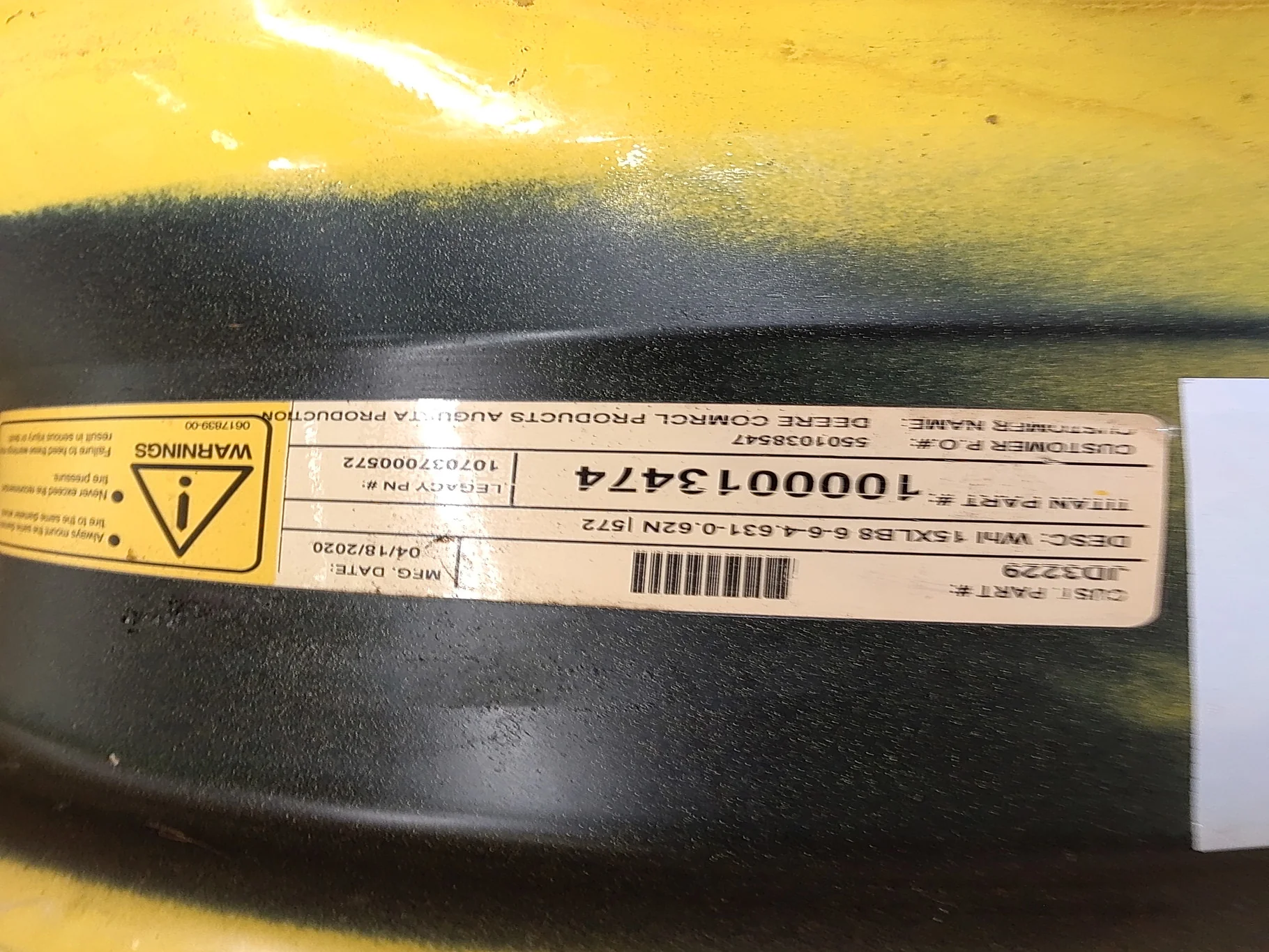 Take-Off 8 X 15 6-6-4.625 Solid Wheel Yellow Wheel image 3