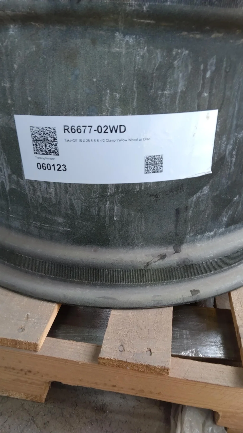 Take-Off 15 X 28 8-8-6 4/2 Clamp Yellow Wheel w/ Disc image 3