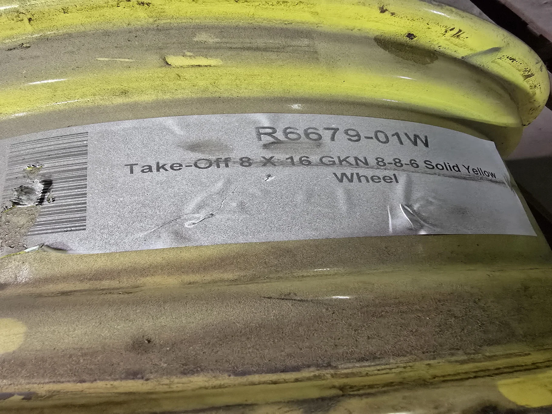 Take-Off 8 X 16 GKN 8-8-6 Solid Yellow Wheel image 3