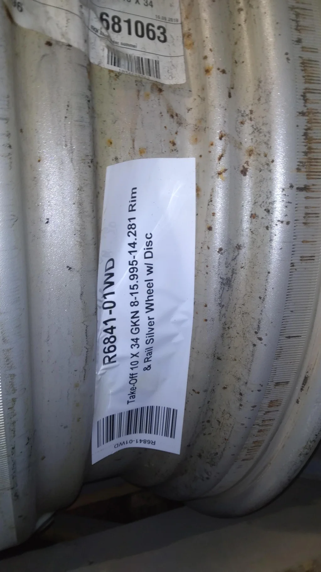 Take-Off 10 X 34 GKN 8-15.995-14.281 Rim & Rail Silver Wheel w/ Disc