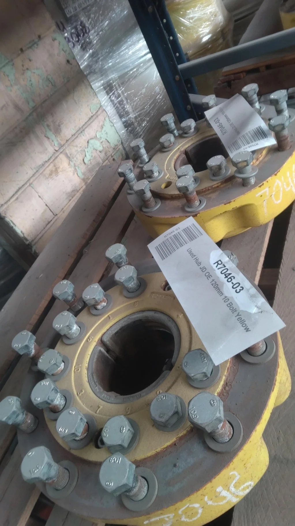 Used Hub JD OE 120mm 10 Bolt Yellow image 2