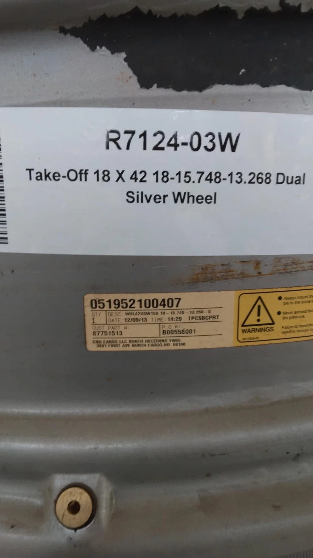 Take-Off 18 X 42 18-15.748-13.268 Dual Silver Wheel image 4
