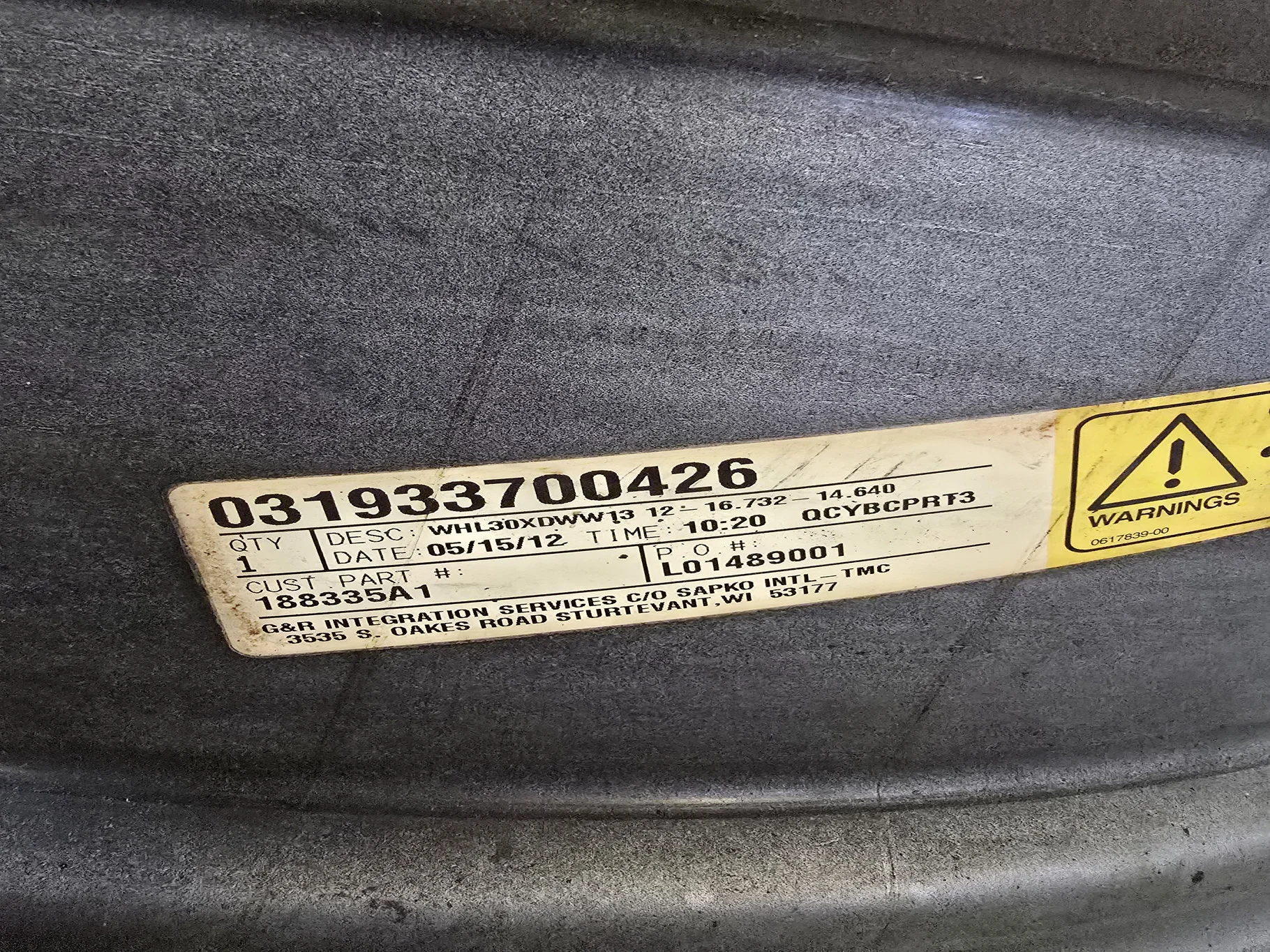 Used 13 X 30 12-16.732-14.620 2 Bolt Waffle Silver Wheel w/ Disc Black image 4