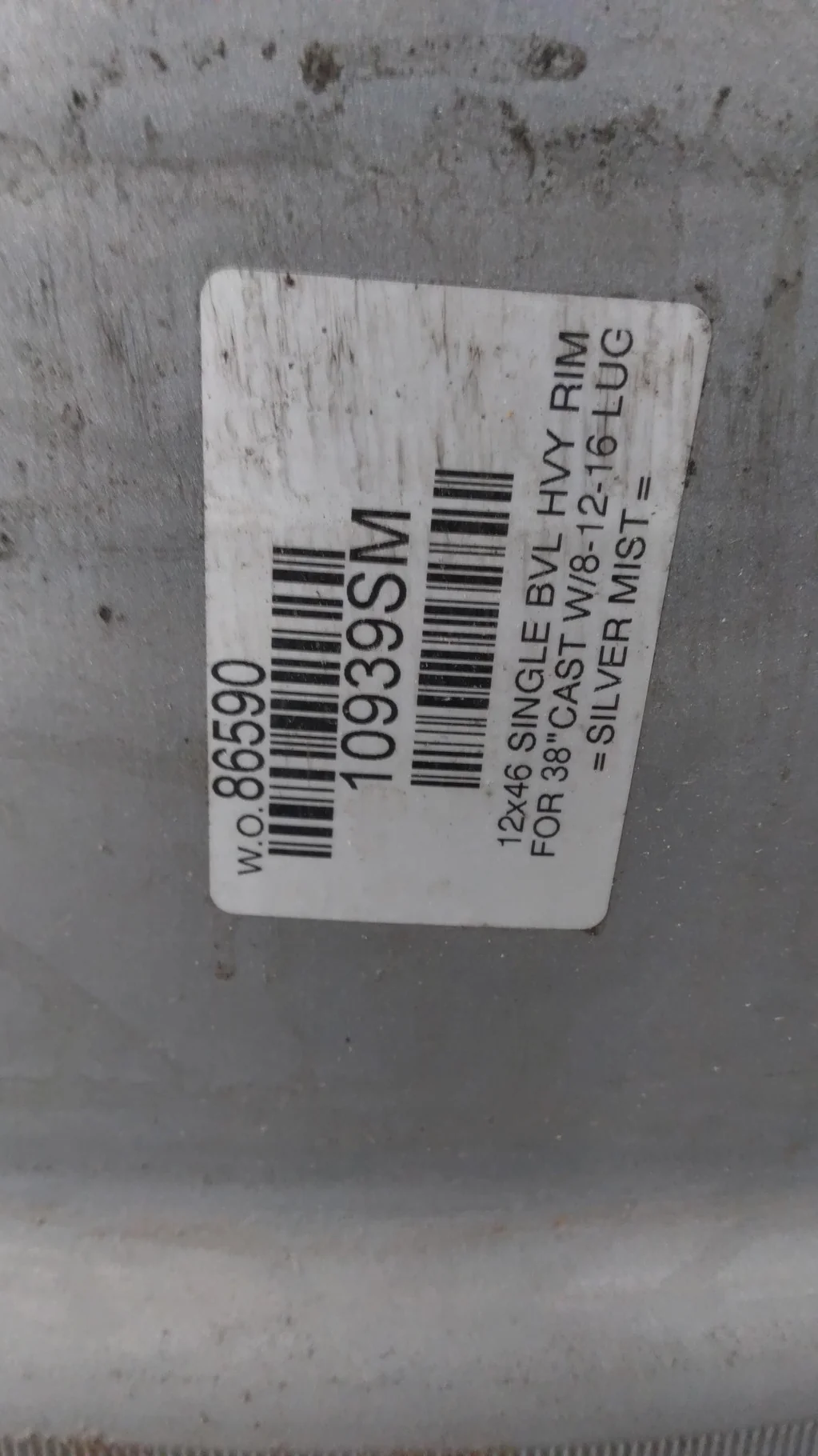 USED 12 X 46 SINGLE BEVEL SILVER WHEEL image 2