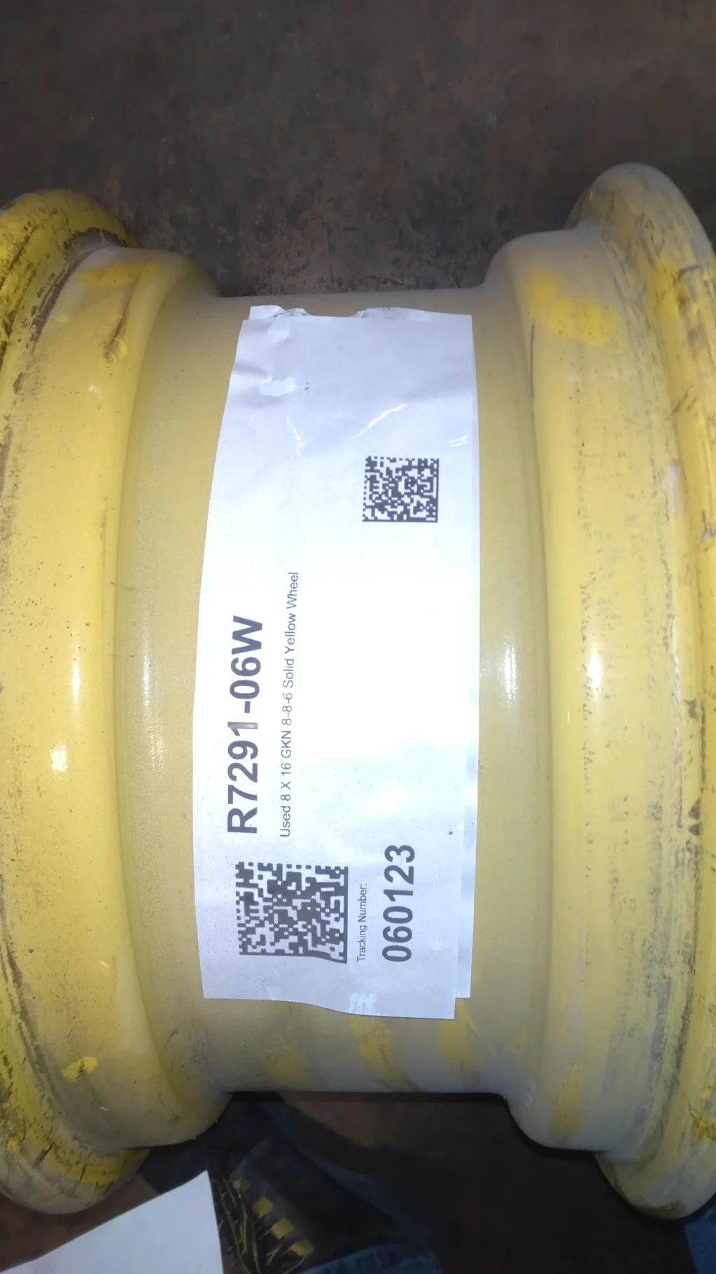 Used 8 X 16 GKN 8-8-6 Solid Yellow Wheel