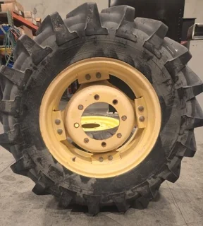 Used 13.6-24 118B Michelin Agribib TL R-1W on 12 X 24 GKN 8-10.82-8.78 4/2 Square Clamp Yellow Wheel