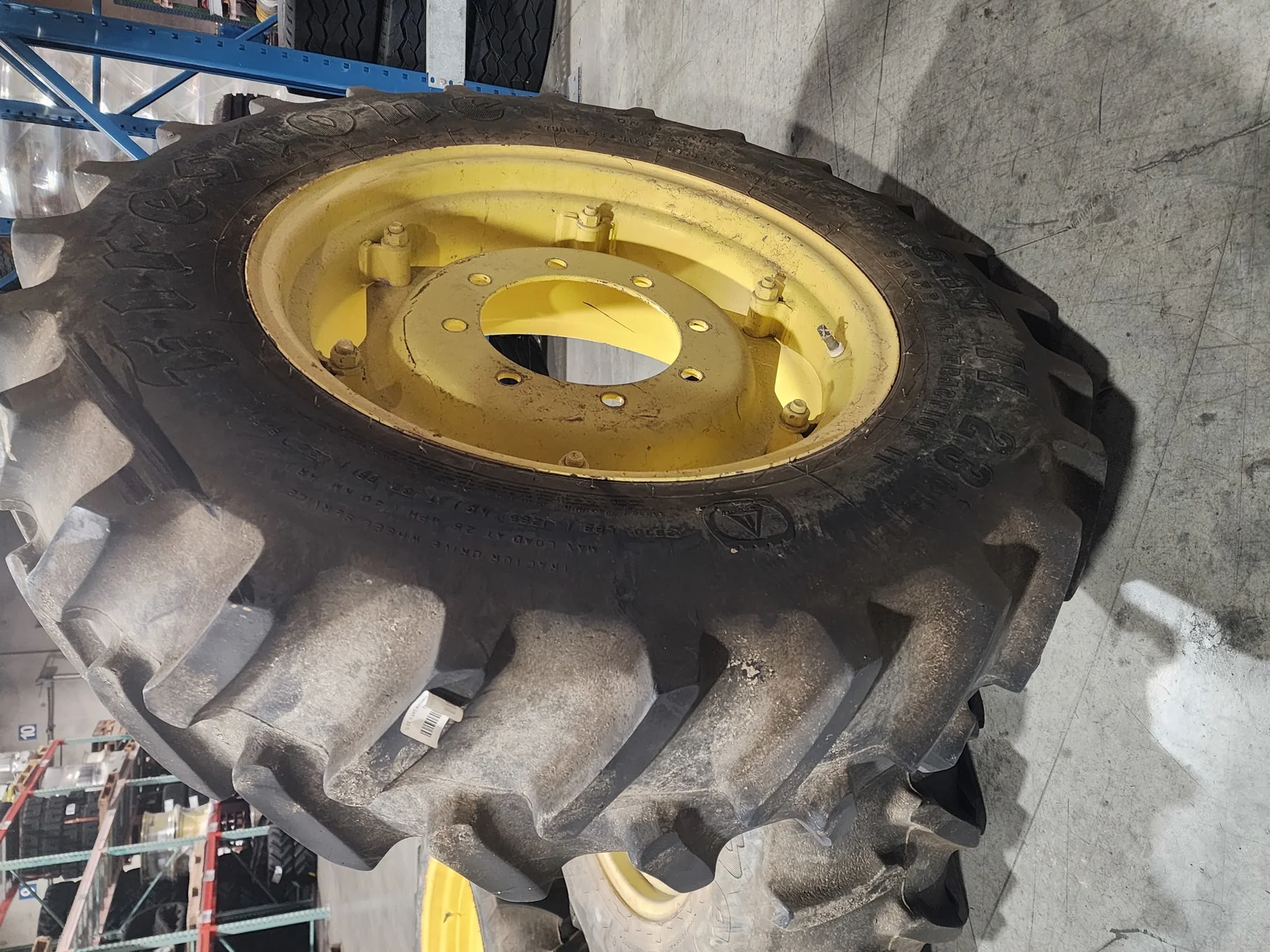 Used 12.4-24/8 Firestone SAT II 23 TL R-1 70-75% on 10 X 24 GKN 8-10.82-8.78 6 Clamp Yellow Wheel w/ image 2