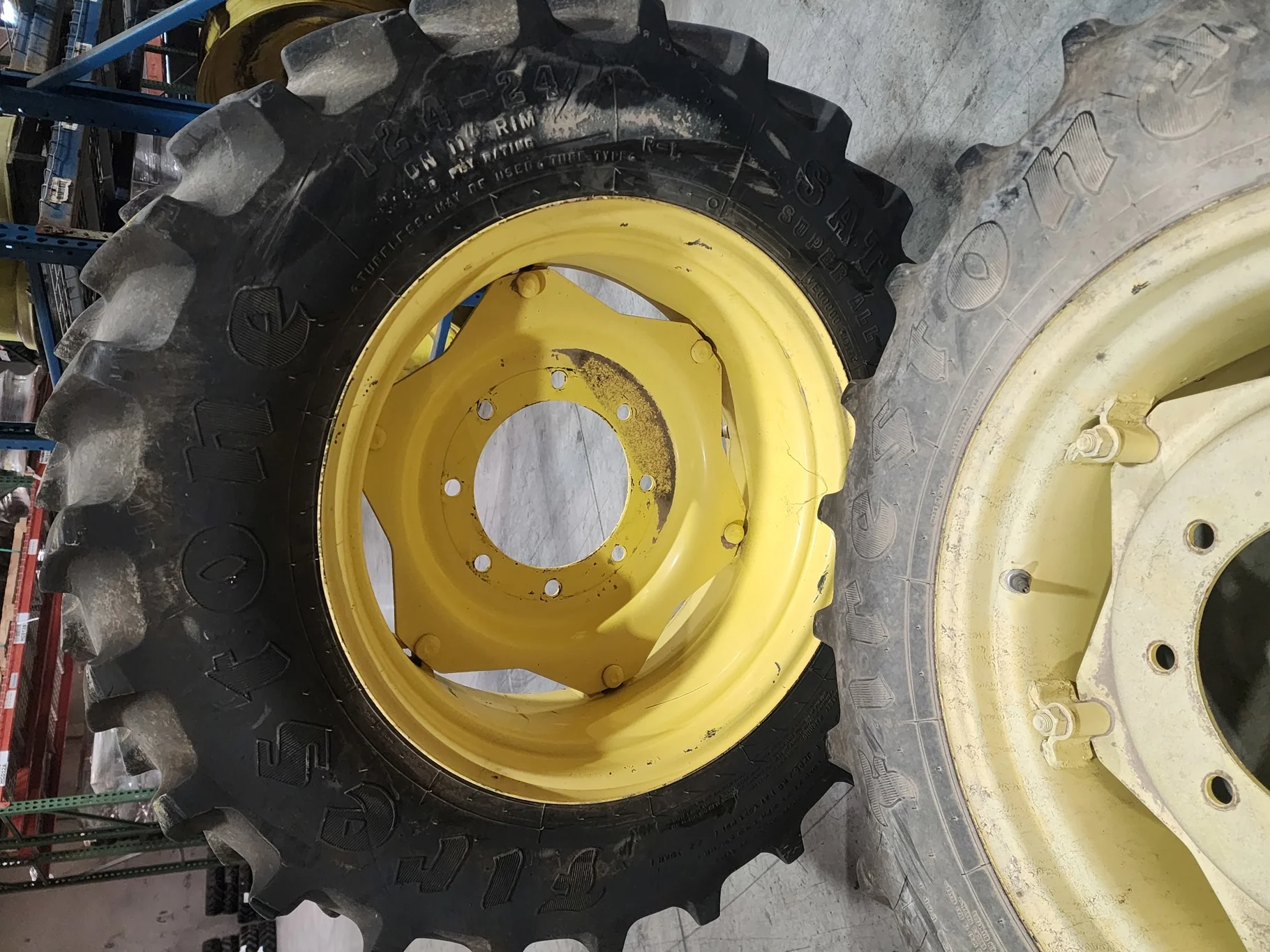 Used 12.4-24/8 Firestone SAT II 23 TL R-1 70-75% on 10 X 24 GKN 8-10.82-8.78 6 Clamp Yellow Wheel w/ image 4