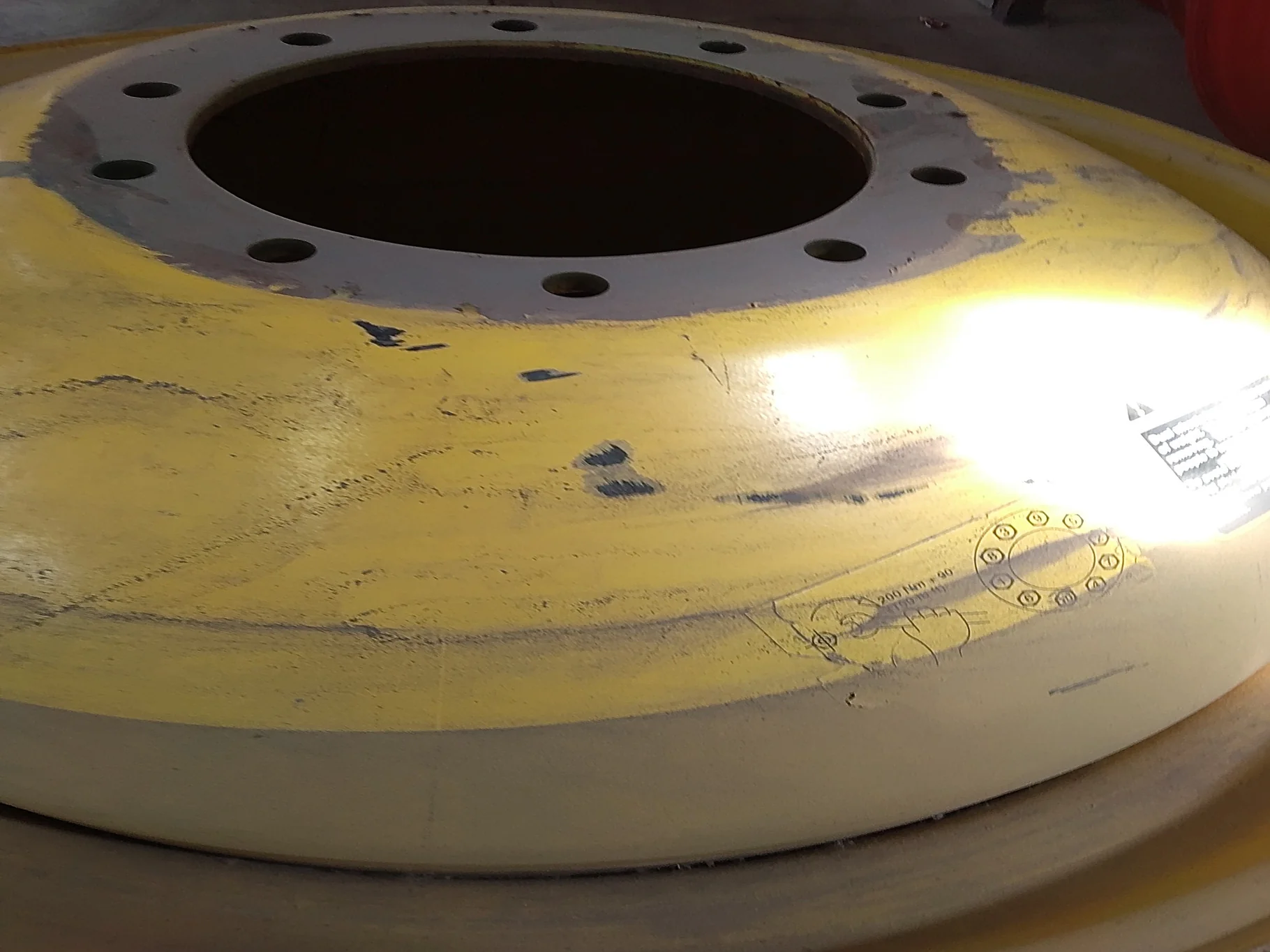 USED 16 x 42 10-13.187-11.07-14.4 (INSIDE) DOLLY DUAL YELLOW WHEEL image 3