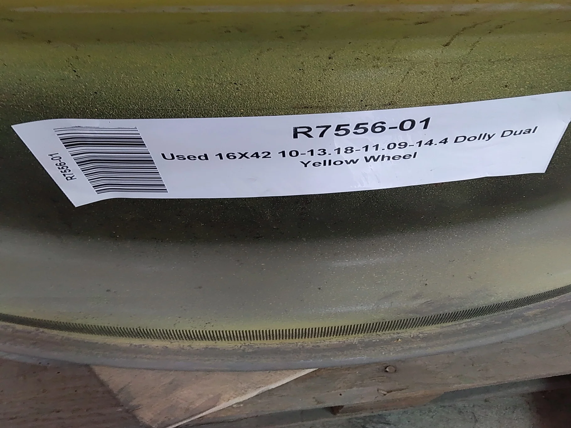 USED 16 x 42 10-13.187-11.07-14.4 (INSIDE) DOLLY DUAL YELLOW WHEEL image 5
