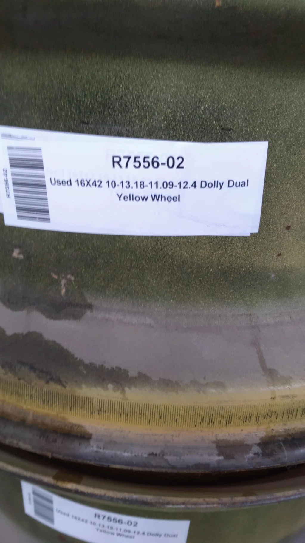 USED 16 X 42 10-13.187-11.07-12.4 (OUTSIDE) DOLLY DUAL YELLOW WHEEL image 3