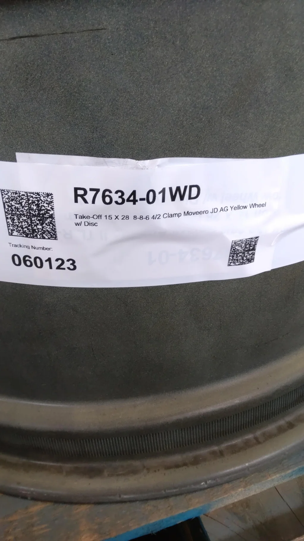 Take-Off 15 X 28  8-8-6 4/2 Clamp Moveero JD AG Yellow Wheel w/ Disc image 3