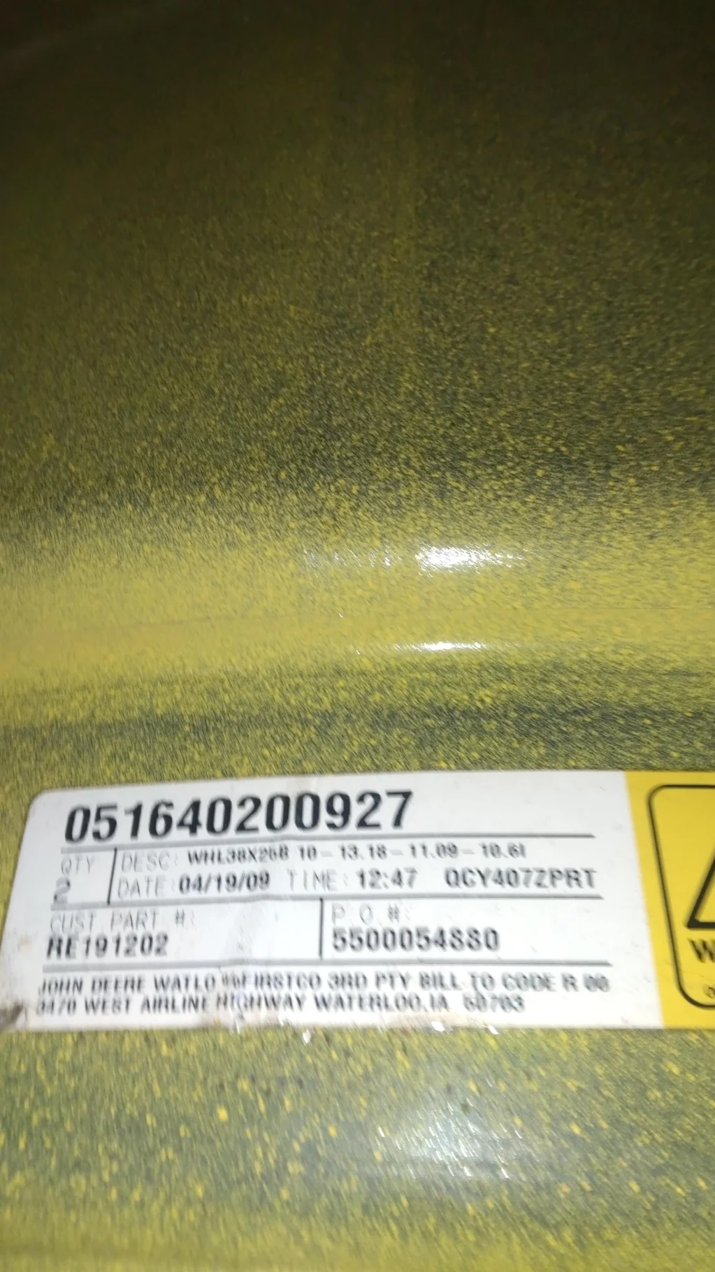 Used 25 x 38 10-13.19-11.07 Dual Yellow Wheel image 2