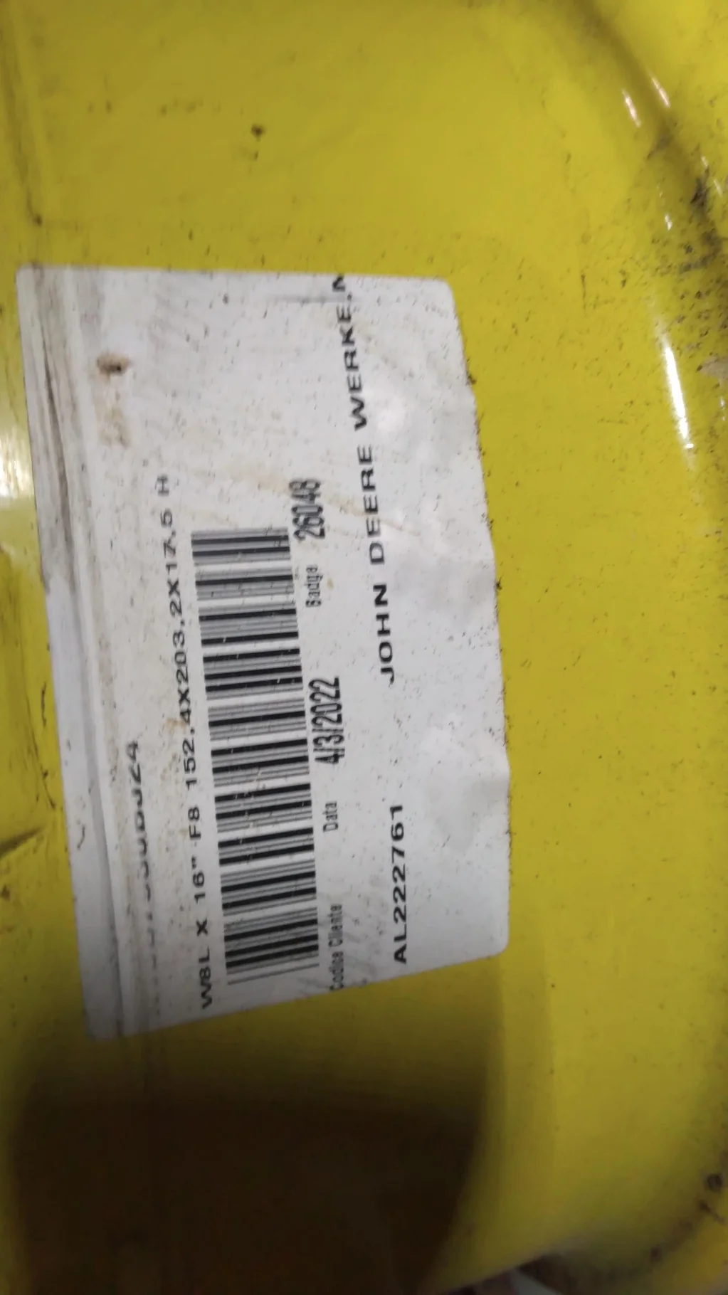 Take-Off  8 X 16 GKN 8-8-6 Solid Yellow Wheel image 3