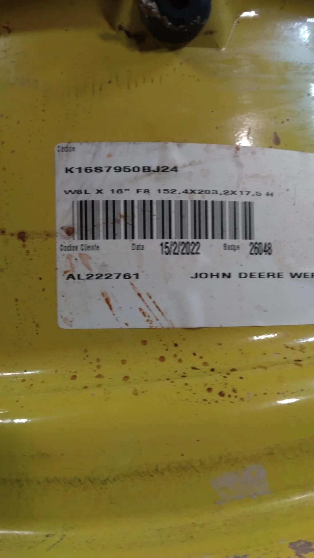Take-Off 8 X 16 GKN 8-8-6 Solid Yellow Wheel image 3