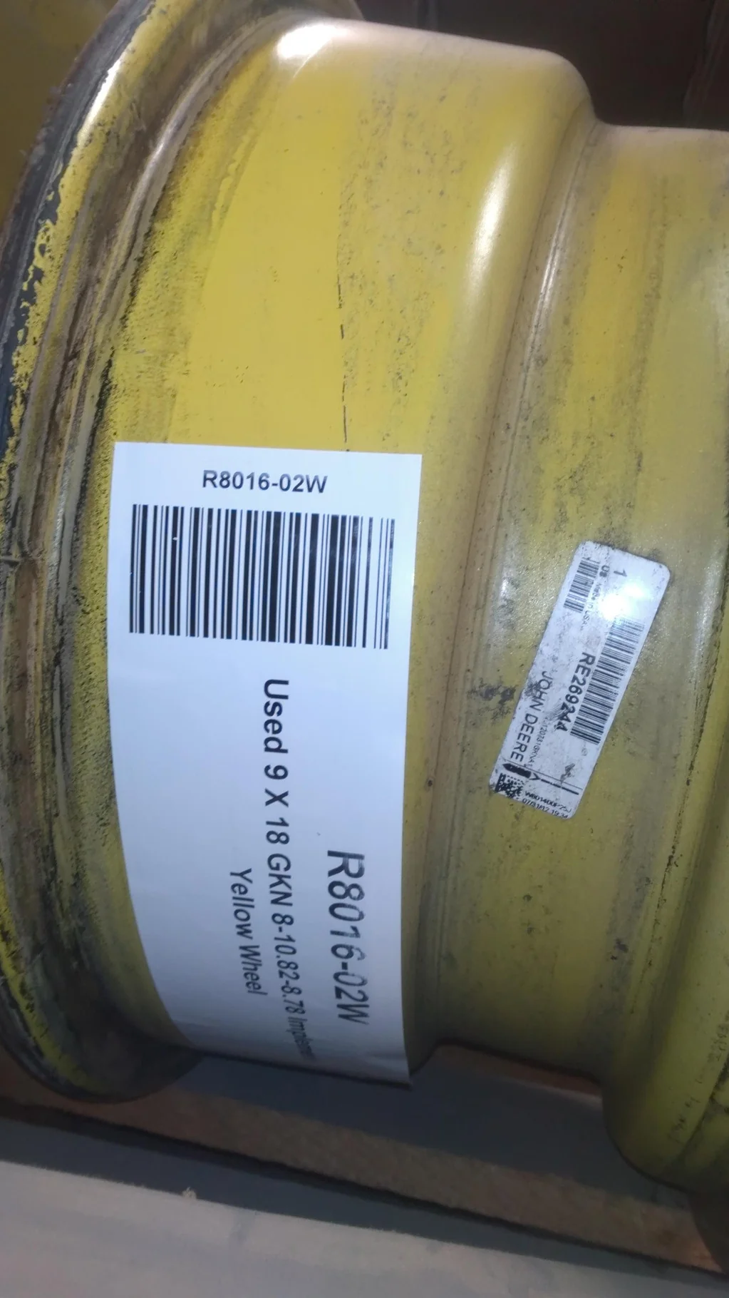 Used 9 X 18 GKN 8-10.82-8.78 Implement Yellow Wheel image 3