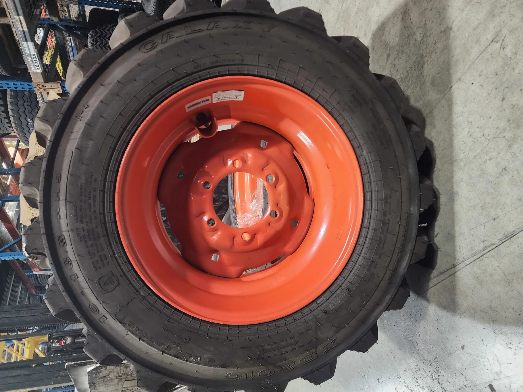Take-Off 10-16.5/6 Galaxy XD2010 TL R-4 95-100% on 8.25 X 16.5 GKN 6-6-4.62 Solid Kubota Orange Whee