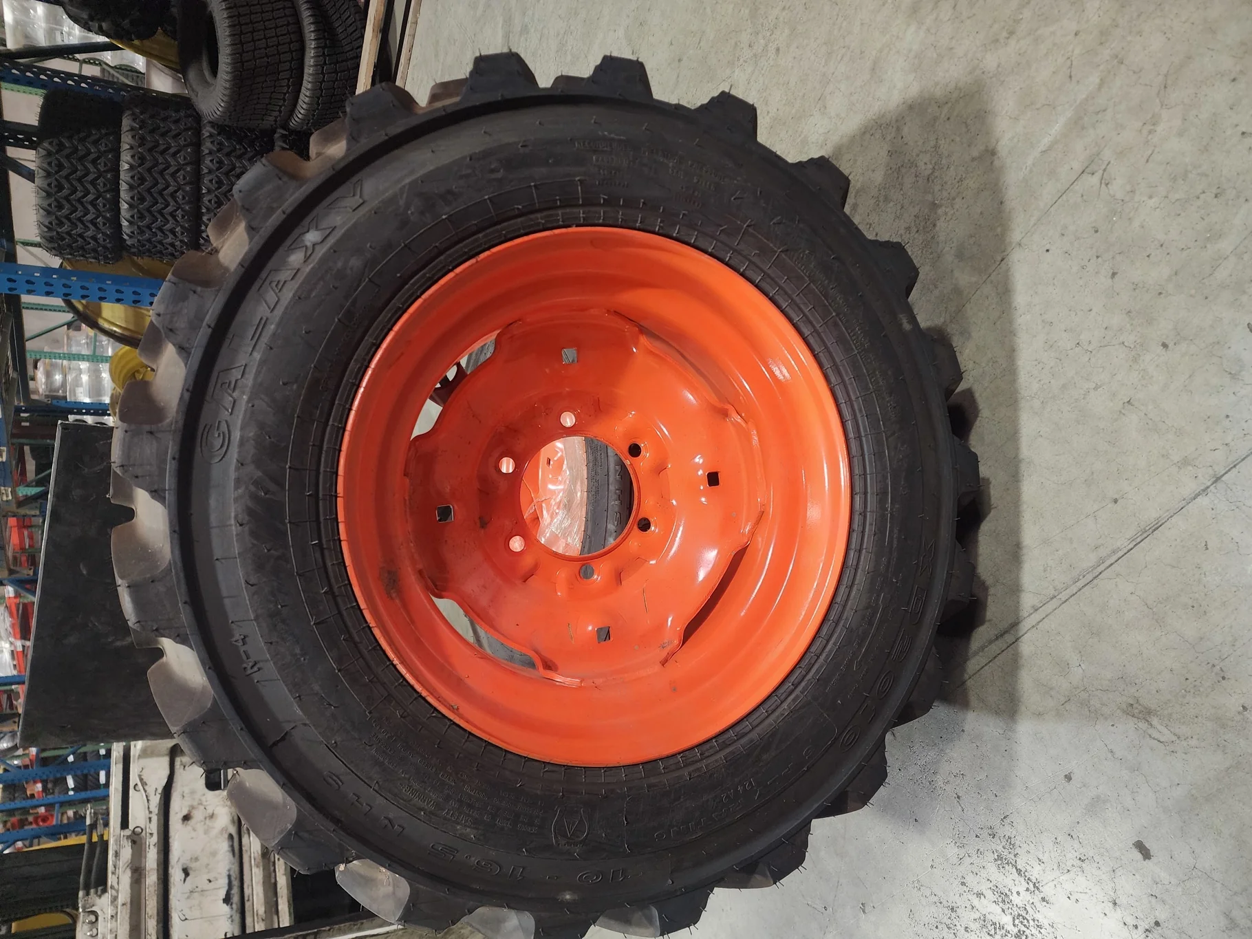 Take-Off 10-16.5/6 Galaxy XD2010 TL R-4 95-100% on 8.25 X 16.5 GKN 6-6-4.62 Solid Kubota Orange Whee image 4
