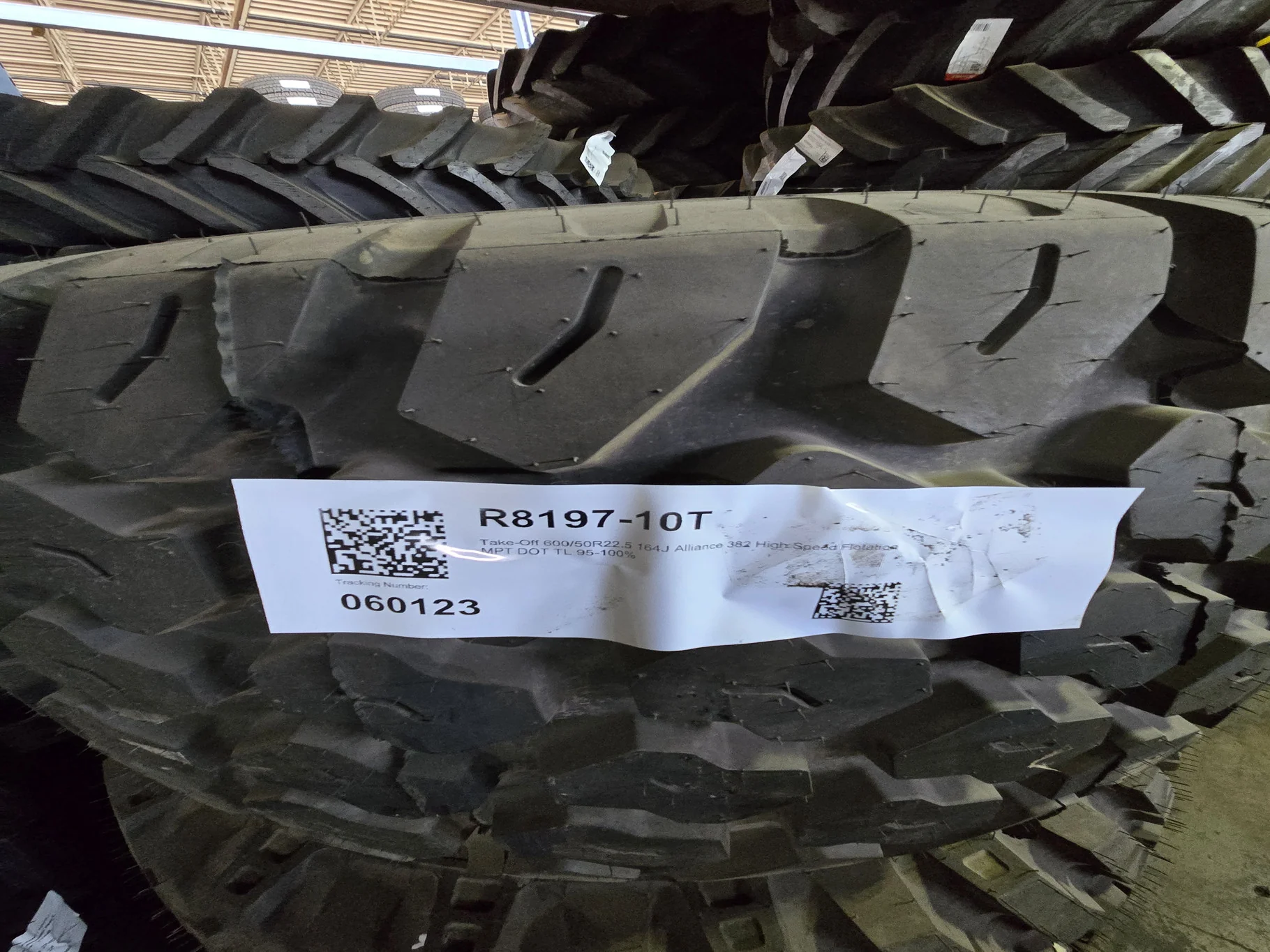 Take-Off 600/50R22.5 164J Alliance 382 High Speed Flotation MPT DOT TL 95-100% image 3